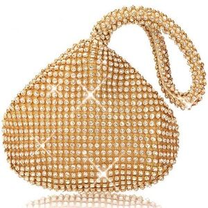 New Gold Sequin Drop rhinestone zip up purse